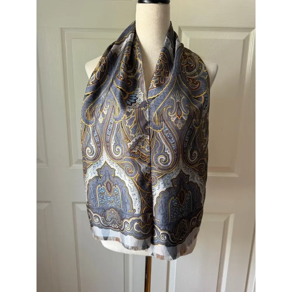 Paisley Reversible Silk Feel‎ Scarf Fringe